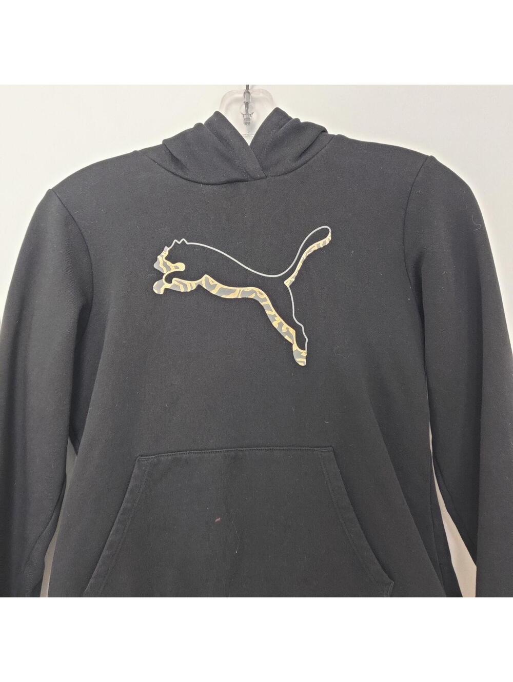 Puma Kids Black Pullover Hoodie Size Large / 12-14 - Picture 2 of 7